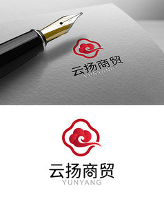 红色商务贸易logo