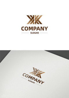 金色创意字母双k企业logo设计