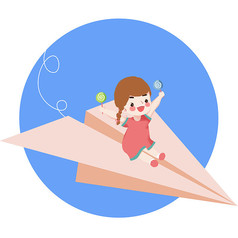 儿童节天空飞机女孩手绘元素