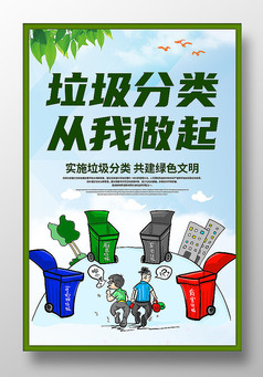 简约社区垃圾分类海报设计