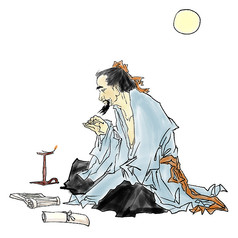 传统儒家文化古风水墨人物插画