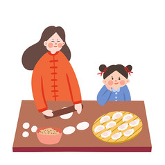 新年春节节日包饺子卡通