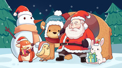 圣诞节圣诞老人和小动物