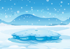 雪山雪景冬季下雪唯美卡通背景