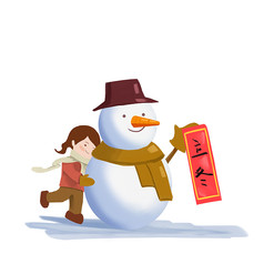 立冬大雪冬天雪人