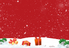 下雪圣诞主题创意红色海报背景