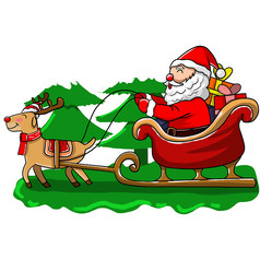 简约圣诞节圣诞圣诞老人拉雪橇送礼物元素