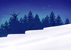 夜晚白色雪地夜空背景图