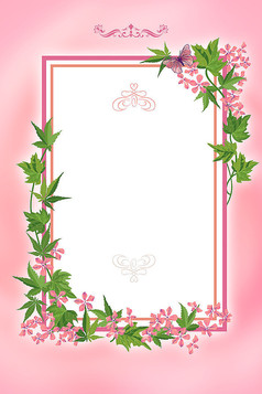 文艺清新花朵边框粉色背景图