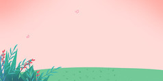 小清新手绘植物可爱粉色背景图