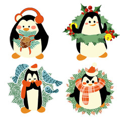 企鹅花环圣诞