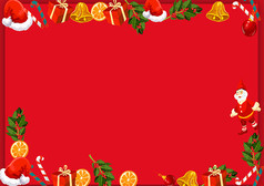 圣诞元素装饰边框红色背景