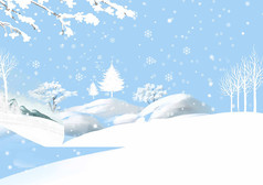 雪景雪花蓝色背景图