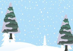 圣诞树雪景蓝色圣诞主题背景