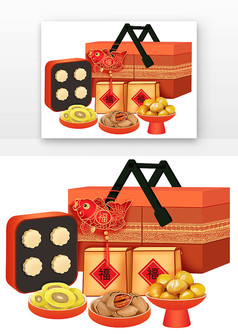 年货春节过年礼盒坚果食品手绘