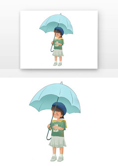雨伞打伞的女孩