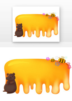 卡通动物标题框3小熊黄色边框