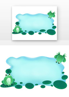 卡通动物标题框3绿色青蛙边框
