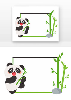 卡通动物标题框1吃竹子大熊猫标题框