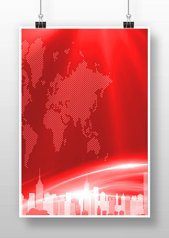 红色炫酷城市光效背景
