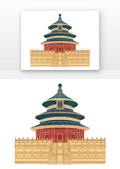 卡通手绘古代皇宫宫殿建筑元素
