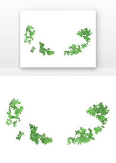 手绘卡通植物绿色树叶元素免抠