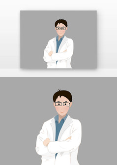 卡通手绘戴着眼镜的男医生元素