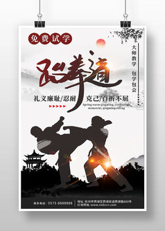 中国风跆拳道宣传海报