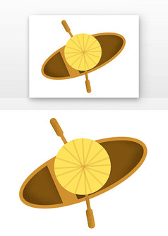 黄色伞划船
