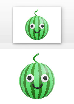 C4D拟人西瓜3D立体绿色圆形西瓜