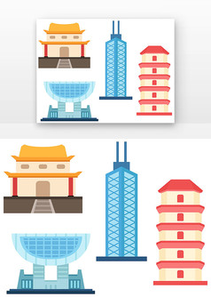 香港标志建筑彩色建筑