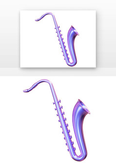 3D酸性乐器紫色萨克斯