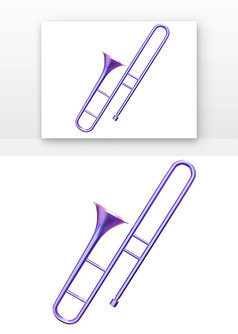 3D酸性乐器紫色长号