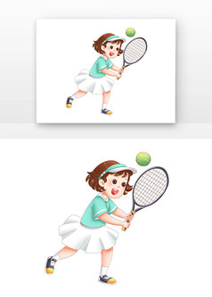 打网球的女孩健身运动打球夏季体育活动人物