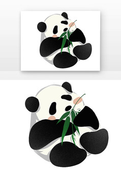 扁平躺着吃竹子可爱熊猫