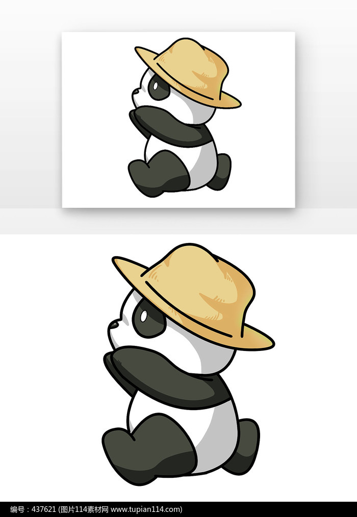 卡通熊猫带着帽子