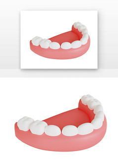 全国爱牙日3D牙白色健康牙齿口腔