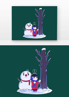 女孩与雪人场景