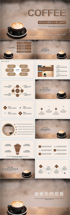 极简风咖啡店加盟营销方案PPT模板