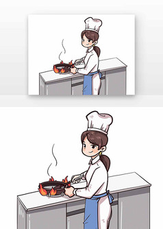 厨师炒菜
