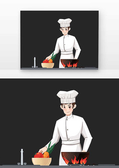 厨师烹饪食材