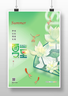 绿色小清新传统节气夏至海报