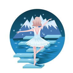 小女孩在冰川中跳舞