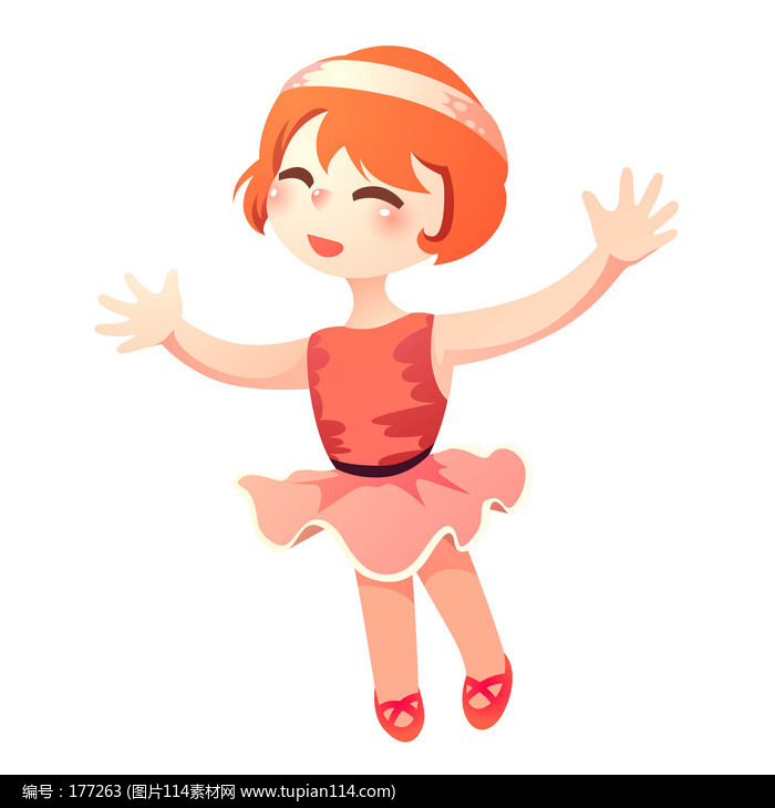 跳舞的小女孩插画元素