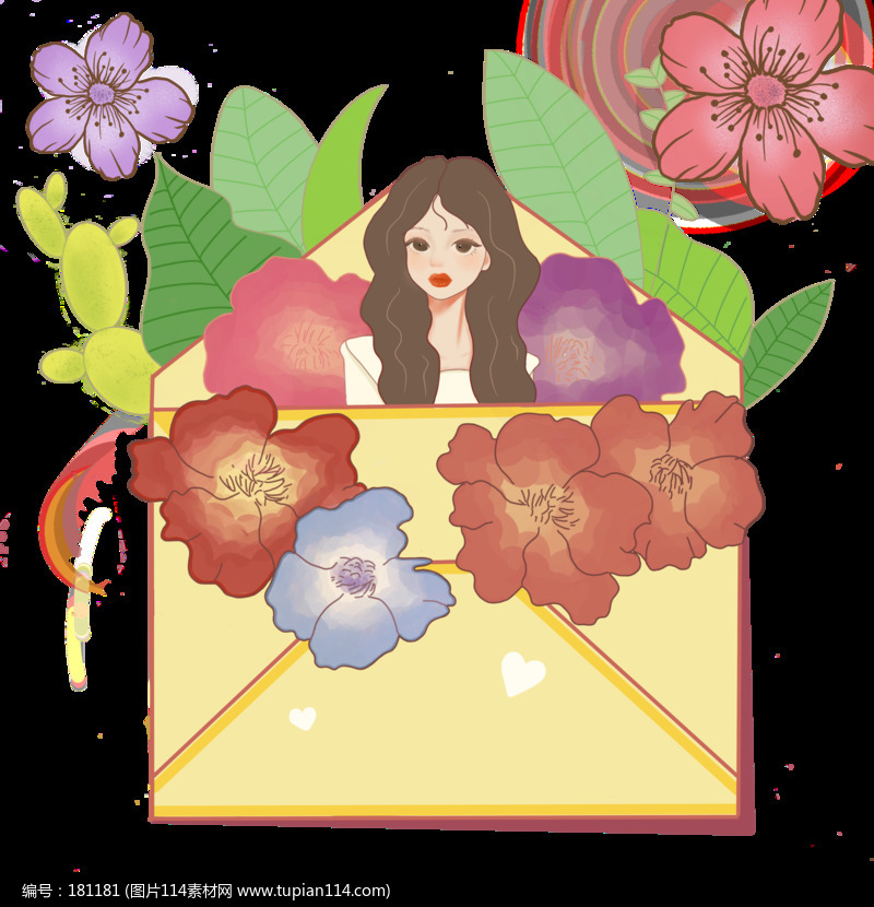 手绘教师节老师花卉信封