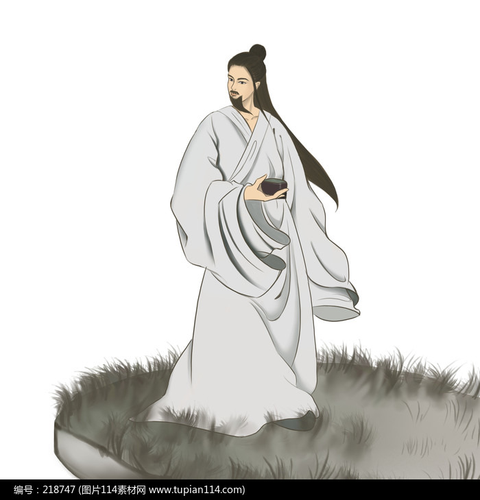 中国风彩色水墨诗人古风人物