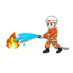 卡通消防员劳动节海报