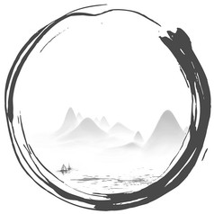 水墨古风山水边框