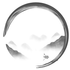 水墨古风山水边框