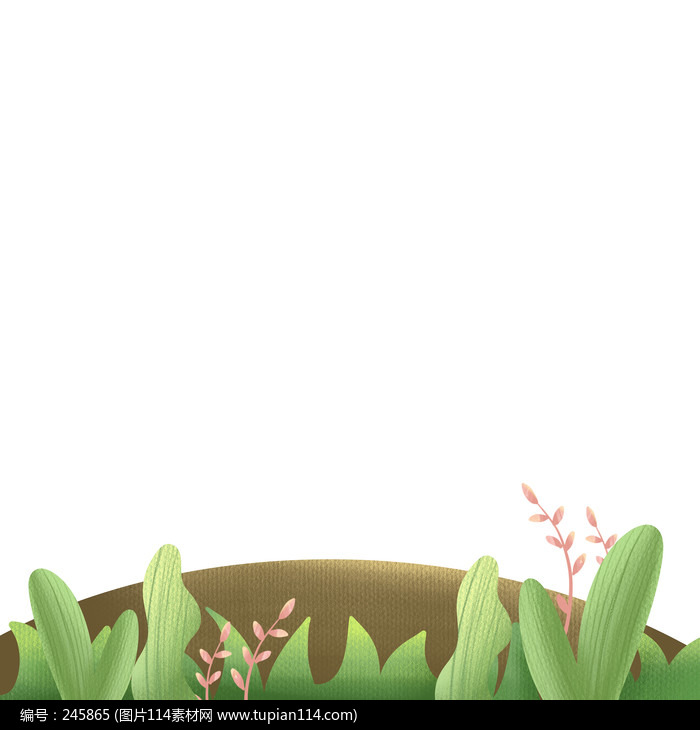 卡通可爱草地手绘插画元素